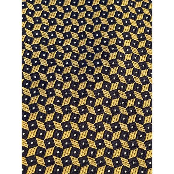 Land’s End Gold Black Hand Made 100% Silk Men’s Neck Tie Made In USA - Picture 9 of 9